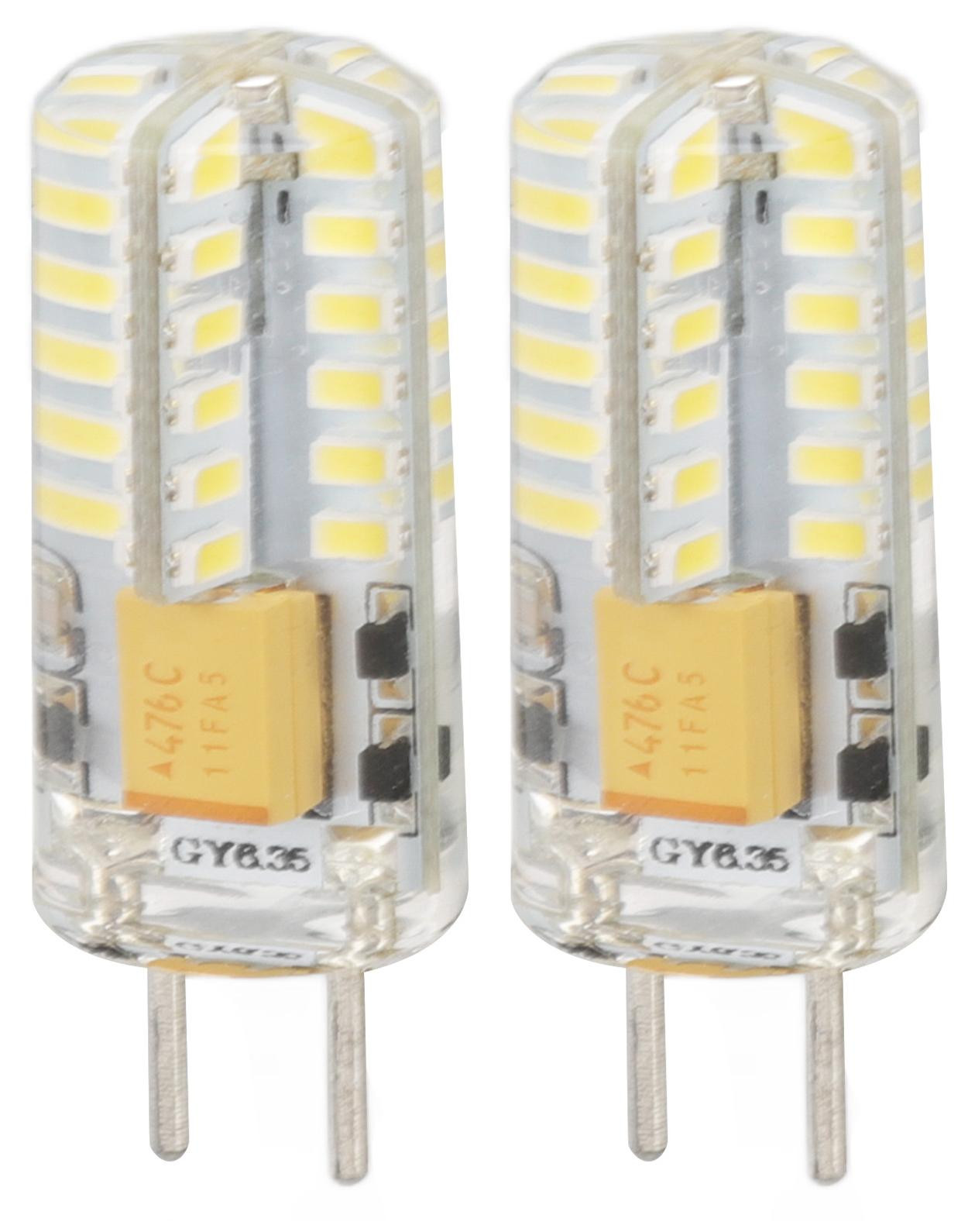 Gistuch LED Gloeilamp GY6.35, 3W, 6000K, 12V, 48 LED's, 2 stuks