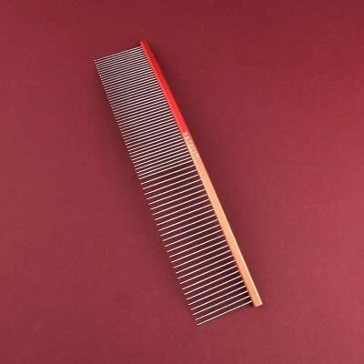 Inspired Finds Rainbow Stainless Steel Pet Grooming Comb For Dogs & Cats 7.48in red Orange