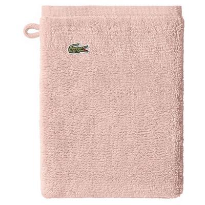 Waschhandschuh LACOSTE "LLECROCO", rosa (rosepal), B:15cm L:21cm, Frottier, Waschlappen, mit Label-Applikationen