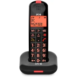 SPC Comfort Kairo - Schnurloses Festnetztelefon für Senioren mit großen Tasten, verstärktem Ton, hörgerätekompatibel und Anrufsperre - Schwarz