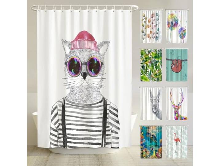 arteneur Anti-Schimmel Duschvorhang 200x220 cm Hipster Katze Berlin