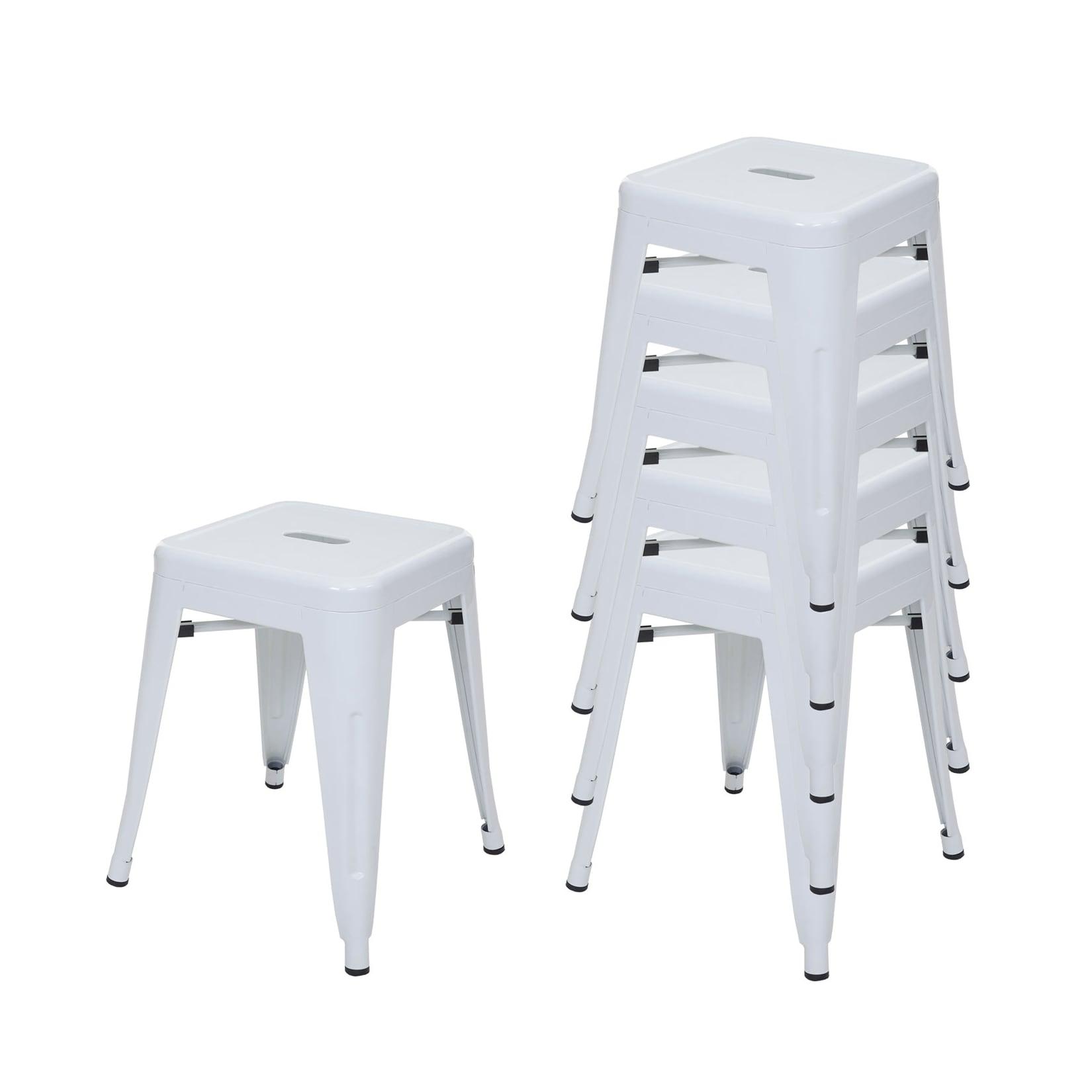 6er-Set Hocker MCW-A73, Metallhocker Sitzhocker, Metall Industriedesign stapelbar ~ weiß