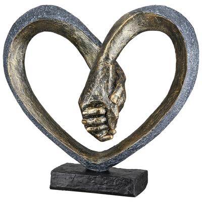 Skulptur GILDE "Skulptur Hand in Hand", gold (bronzefarben), B:26cm H:24,5cm T:10cm, Kunstharz, Dekofiguren