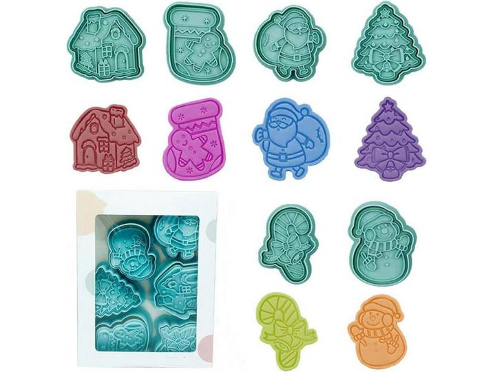 Ausstechformen Set 6-teilig Weihnachten, Mehrfarbig, Kunststoff, 4.5x1x5.5 cm, Backen & Backzubehör, Keksausstecher