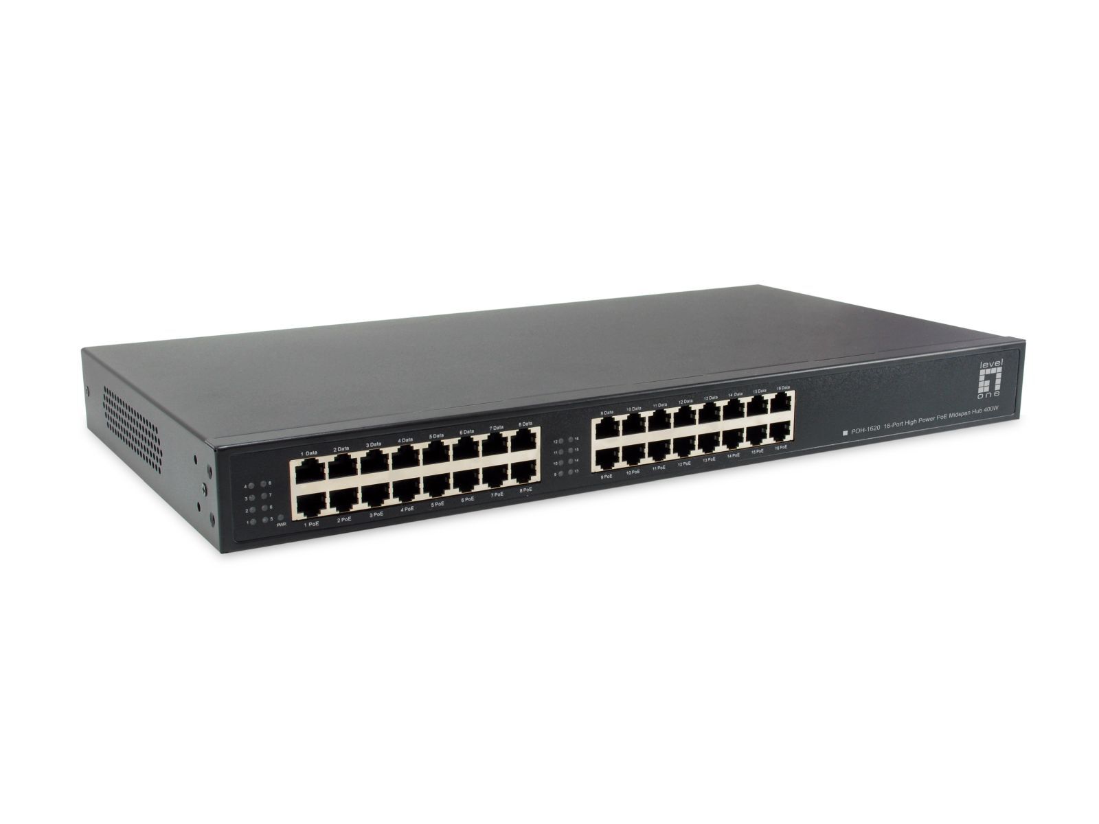 LevelOne Hochleistung PoE Midspan Hub 16xGE 400W - Hub - 1 Gbps