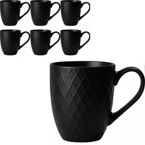 Miamio Kaffeebecher Palmanova, 400ml, Keramik, schwarz, 6 Stück