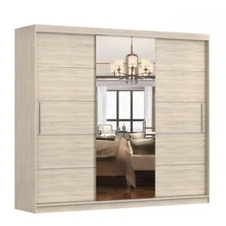 SCHWEBETÜRENSCHRANK Alba Sonoma/Sonoma + Spiegel mit LED Beleuchtung 250cm