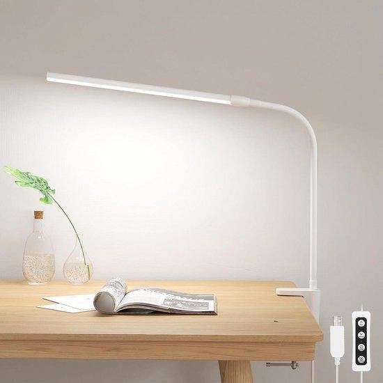 Lepro Led Bureaulamp met Clip en USB - Wit