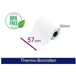 5x Artdev, Thermopapierrolle, Thermorolle - 57 30 12 (B/D(max.)/K) weiss, 8m