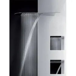 Gessi Tremillimetri, Kopfbrause 200, für Wand-Montage mit Regen und Wasserfall, Breite 195mm x Regen mittig 400mm, 735, 33053706, Farbe: Metall Schwarz PVD