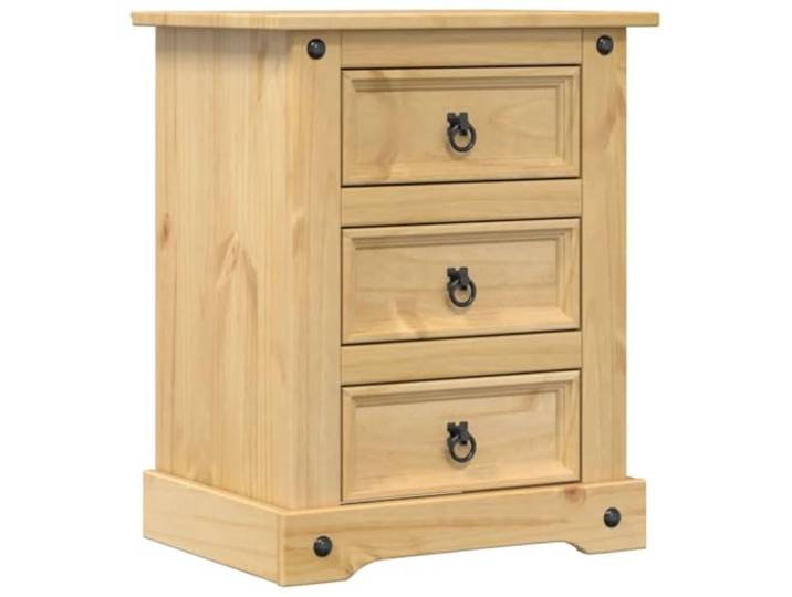 Heofavd Nachttisch Corona Massivholz Kiefer mit 3 Schubladen 53x39x66cm