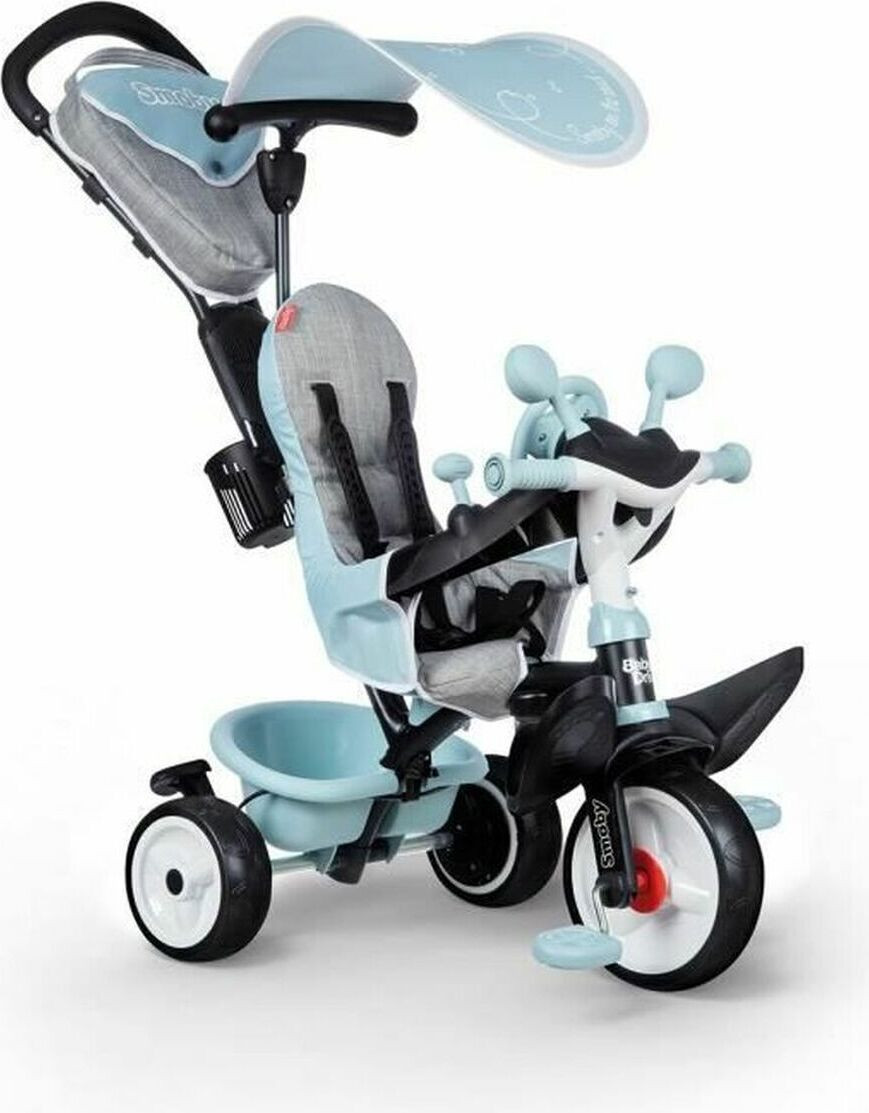 Smoby Driewieler Baby Driver Plus Blauw 3-in-1 met duwstang en veiligheidsbeugel