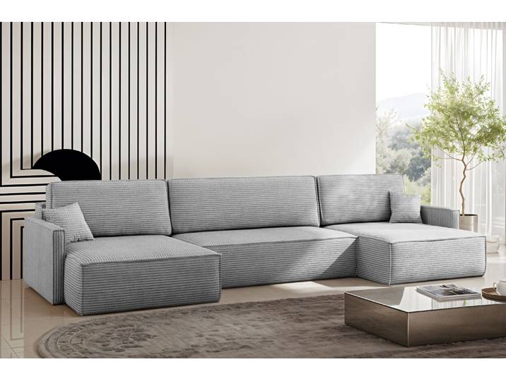 Kaiser Möbel Ecksofa Carlos Mit Schlaffunktion und Bettkasten Elegante Stoff Poso Silber