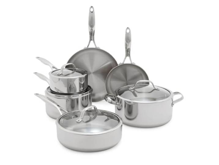 GreenPan Valencia Pro Tri-Ply 10-tlg. Edelstahl-Kochgeschirrset 3-lagiger Edelstahl, Induktion, Spülmaschinenfest, Backofenfest bis 315 °C, Deckel bis 220 °C