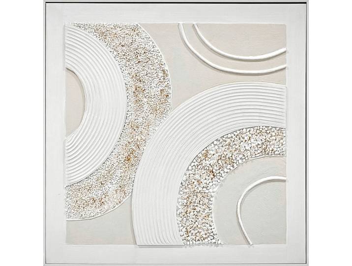 Leinwandbild 82/82/4,5 cm quadratisch Weiss, Beige Abstraktes