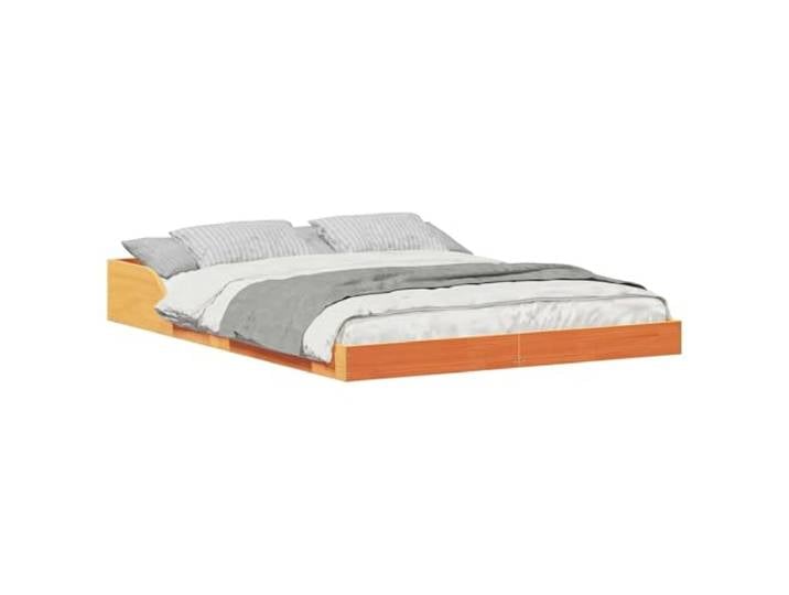 PUGYNBK Bettgestell Braun Wachs 120 x 200 cm Kiefer Massivholz - Minimalistisches Design - Ohne Lattenrost - Einfache Montage - Schlafzimmer
