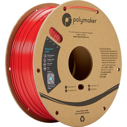 Polymaker PF01004 PolyLite Filament ASA UV-beständig, witterungsbeständig, hitzebeständig 1.75mm 1000g Rot 1St.