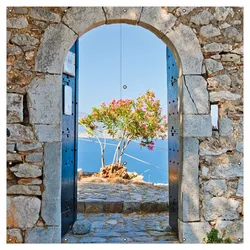 Wallario Gartenposter ca. 120 x 180 cm Torbogen Toskana