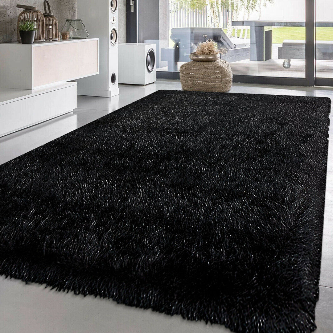 Fairmont Park Brents Solid Colour Area Rug Black Rectangle 160 x 230cm
