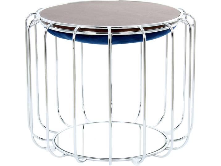 Beistelltisch KAYOOM Pouf Comfortable 110, abnehmbares und wendbares Oberteil , blau (dunkelblau, silber, silber), B:50cm H:45cm T:50cm, Eisen, MDF, Samtbezug, Schaumstoff, Spiegel, Tische, Beistelltisch, praktisch umzuwandeln in Tisch oder Hocker, mit Spiegelglas