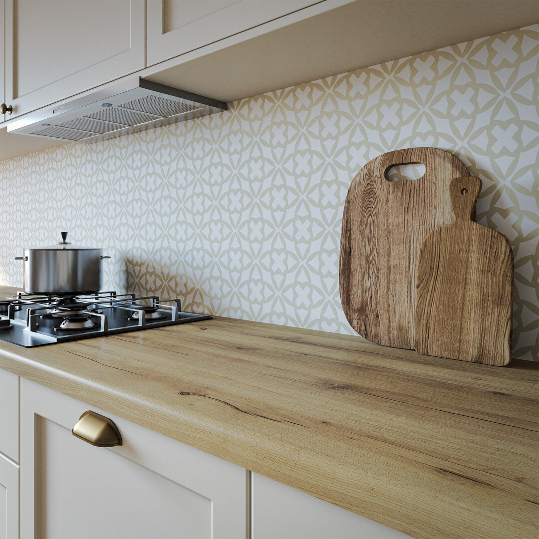 Wilsonart Moss Tessera Aluminium Kitchen Hob Splashback Beige/White 305 cm x 75 cm