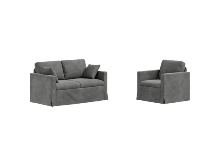 GHVBNMF Modulares Sofa Set 2-Sitzer Dunkelgrau Samt Couch Samtweiches 2-teiliges Polstermöbel in Dunkelgrau für Wohnzimmer und Schlafzimmer, mit stabilem Metallgestell.