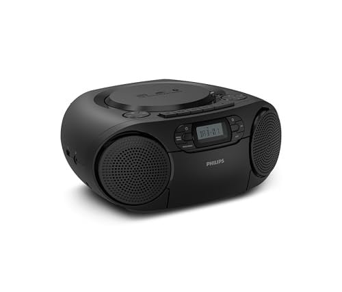 Philips TAZ2500 draagbare CD Soundmachine met cassettespeler, DAB+/FM-radio, Bluetooth 6.0, USB, audio-ingang en Dynamic Bass Boost - zwart