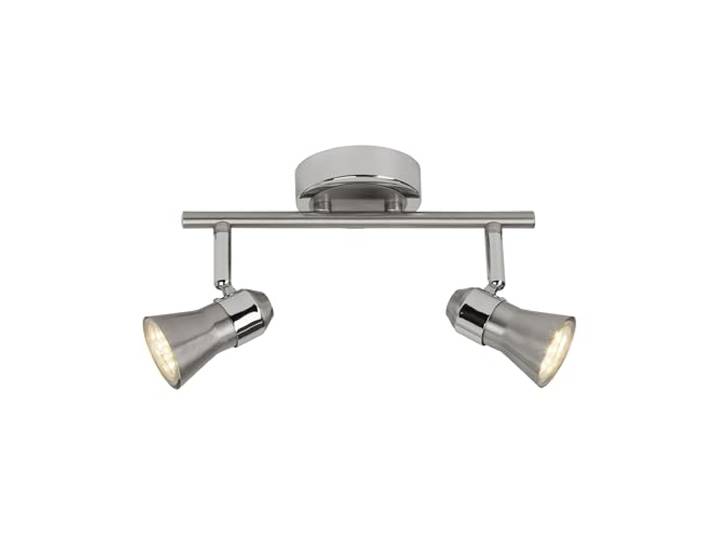 Brilliant Lampe Sanny LED Spot Tube 2 Lames Fer/Chrome 2X LED-PAR51\, GU10\, 3W Lampes à réflecteur LED incluses\, (250lm\, 3000K) Échelle A ++ à E Têtes pivotantes\, Argent