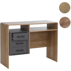 Schreibtisch HWC-P43, Bürotisch Computertisch, 3 Schubladen MDF 75x100x40cm ~ Rivera-Eiche-Optik, dunkelgrau