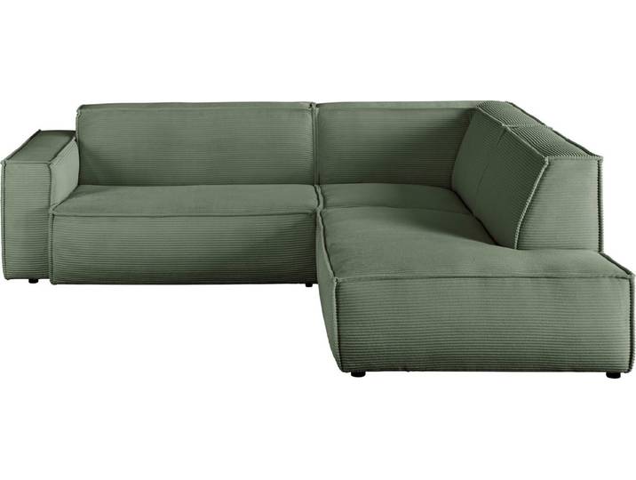 3C Candy Ecksofa Matteo in elegant, kubischer Formensprache, bequem, L-Form, mit auffälliger Kedernaht, Cord-Bezug, Lounge-Charakter
