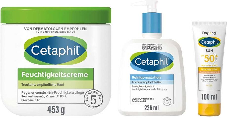 Cetaphil Reinigungslotion + Sun Daylong SPF50+ + Feuchtigkeitscr 1Set