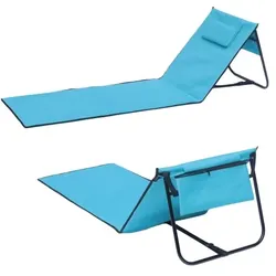 Lex Strandliege Strandmatte Sonnenmatte Badematte Liege faltbar mit Tasche hellblau : Hellblau