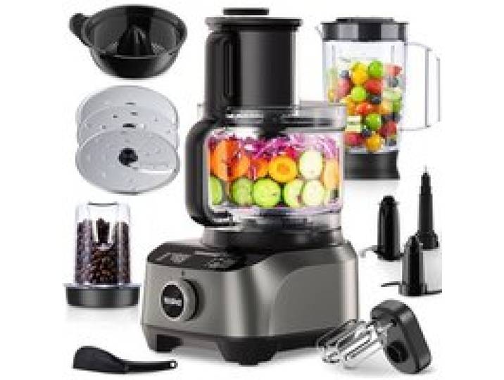 Robot multifonctions - YASHE - 11-en-1 - 1300W - Bol 2 5L & Mixeur 1 5L - Noir et Gris