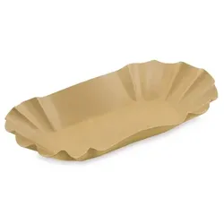 2000 Pappschalen oval FF 17,5x10,5x3 cm braun – Pommesschale mit Fettbarriere