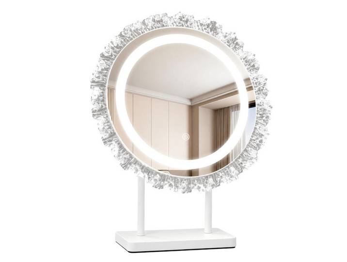 ZMH Schminkspiegel Xandril 40/12/48 cm, Weiß, Glas, Mode, Rund, 12x48x40 cm, Spiegel