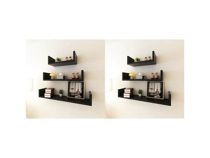 vidaXL Wandregale 6 Stk. Schwarz