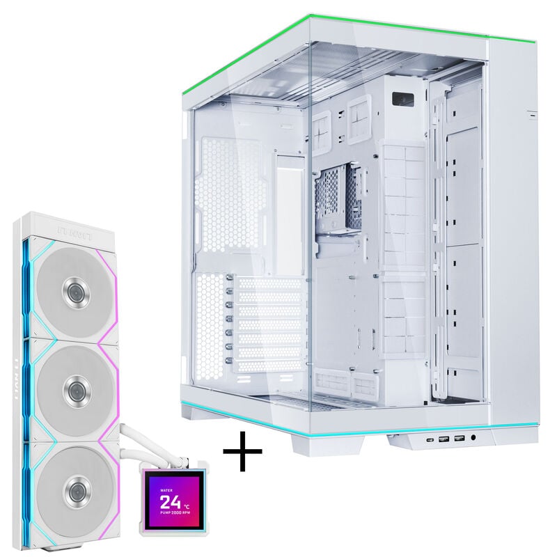 Lian Li O11 Dynamic EVO RGB PC-Gehäuse Bundle + HydroShift II LCD-S 360TL AiO- weiß