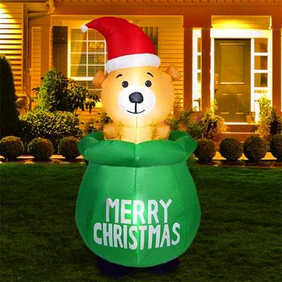 Youfap Market Christmas Inflatable Bag Bear, LED Lights Air Decor, Inflated Model Outdoor Xmas Home Decoration Festival Supplies Toys us