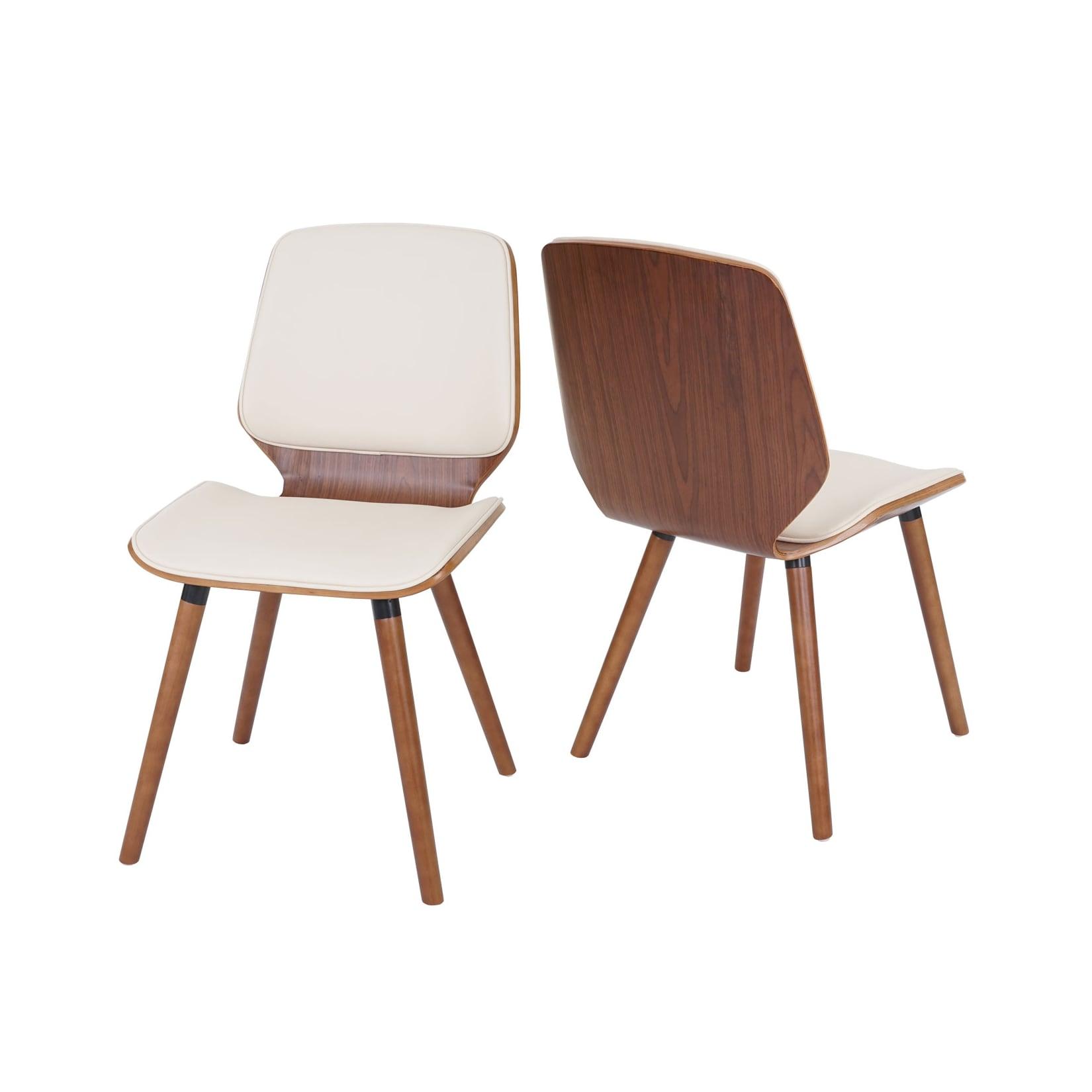 2er-Set Esszimmerstuhl MCW-B16, Holz Bugholz Retro-Design Walnussoptik, MVG-zertifiziert ~ Kunstleder creme