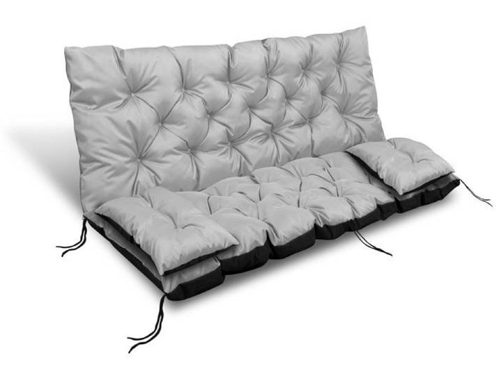 Coussin de jardin 180x60x50 cm + 2 coussins pour balancelle imperméable gris clair