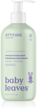 Attitude Baby Leaves Shampoo & Body wash champô e gel de banho para crianças com aroma a maçã doce Sweet Apple 473 ml. Baby Leaves Shampoo & Body wash
