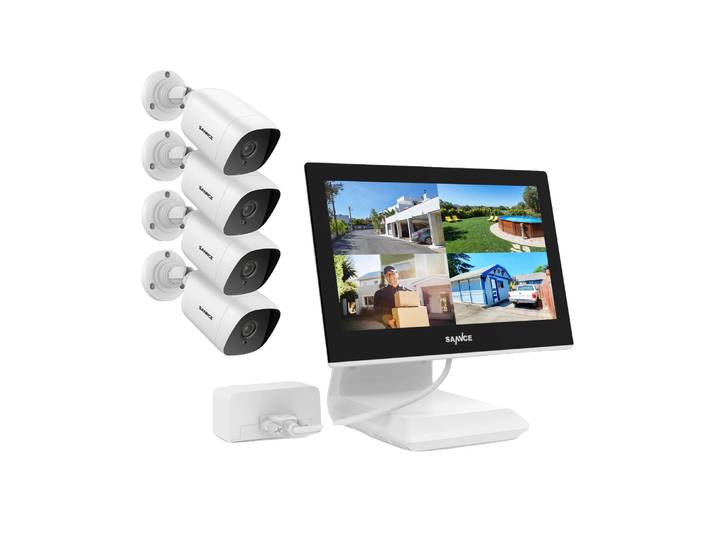Système De Caméra De Sécurité\, Moniteur Lcd 10\,1\ \, Vision Nocturne Full Hd 1080p\, 4pcs 0tb