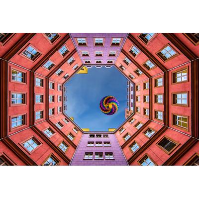 Fototapete PAPERMOON "Photo-Art RENEE DOYLE, FORMEN INNENHOF", bunt, B:3,5m L:2,6m, Vlies, Tapeten
