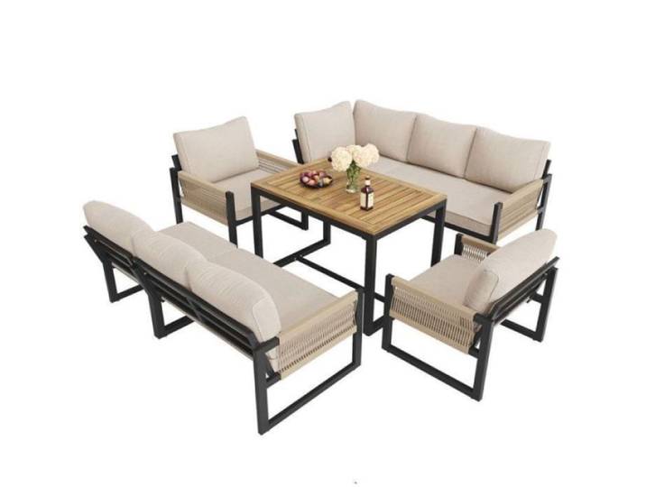Salon de Jardin Extérieur Moderne Ensemble Complet Idéal pour Terrasse et Jardin