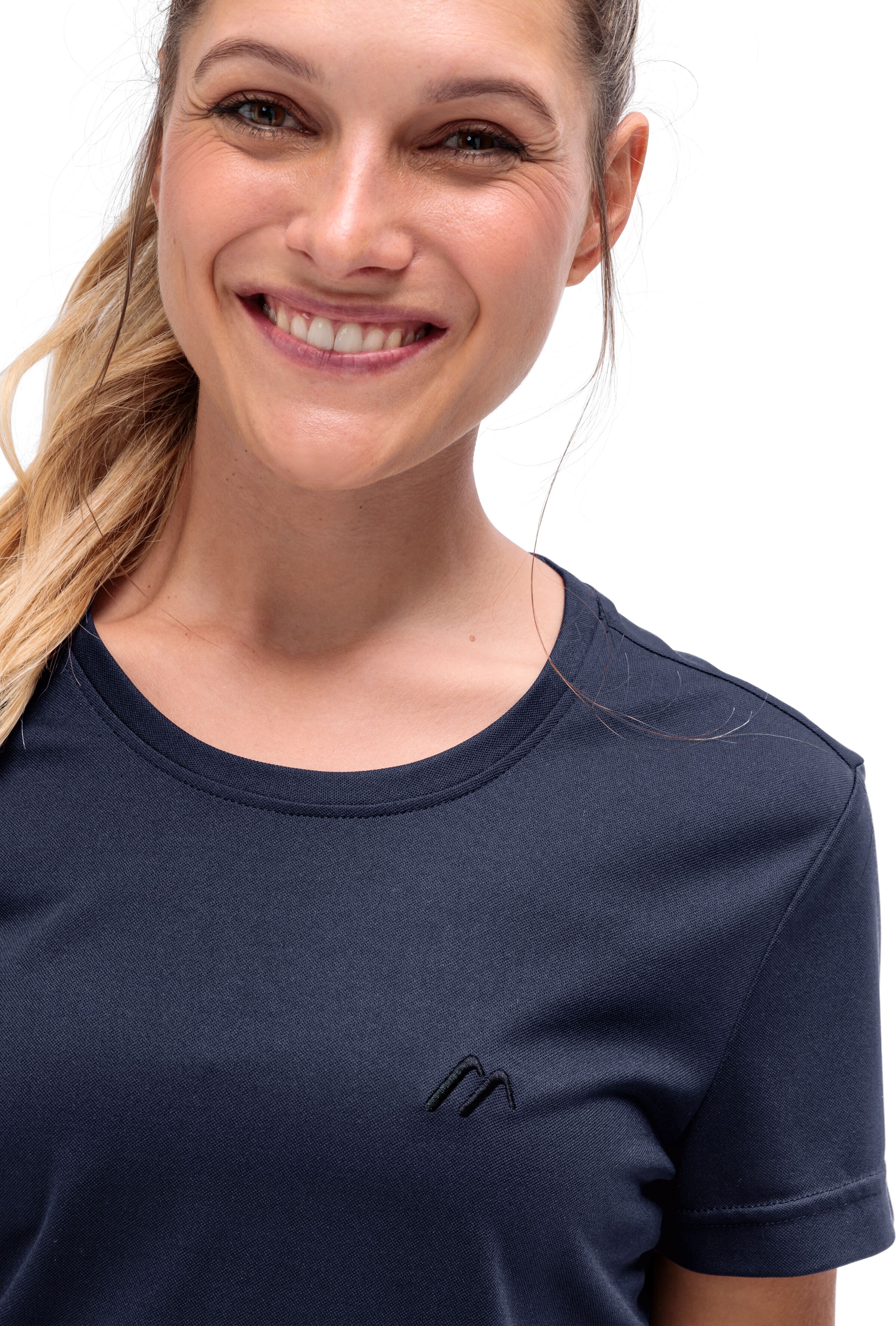 T-Shirt MAIER SPORTS "Da-Shirt 1/2 Arm Waltraud H/S", Damen, Gr. 44, blau (night sky), Obermaterial: 100% Polyester, Shirts T-Shirt, für sportliche Aktivitäten geeignet, mit 1/2-Arm