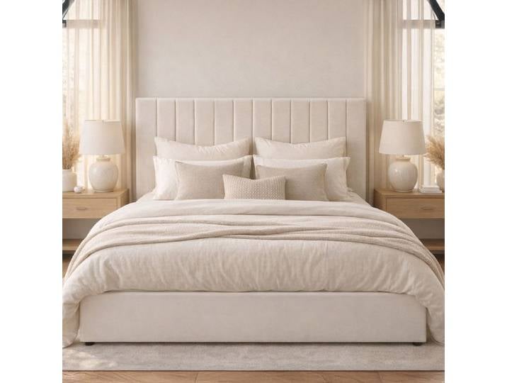 Lit coffre Giulia velours beige 90x200 cm