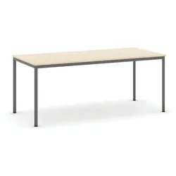 Esstisch BASIC, 180x80 cm, dunkelgraues Metallgestell, Birke