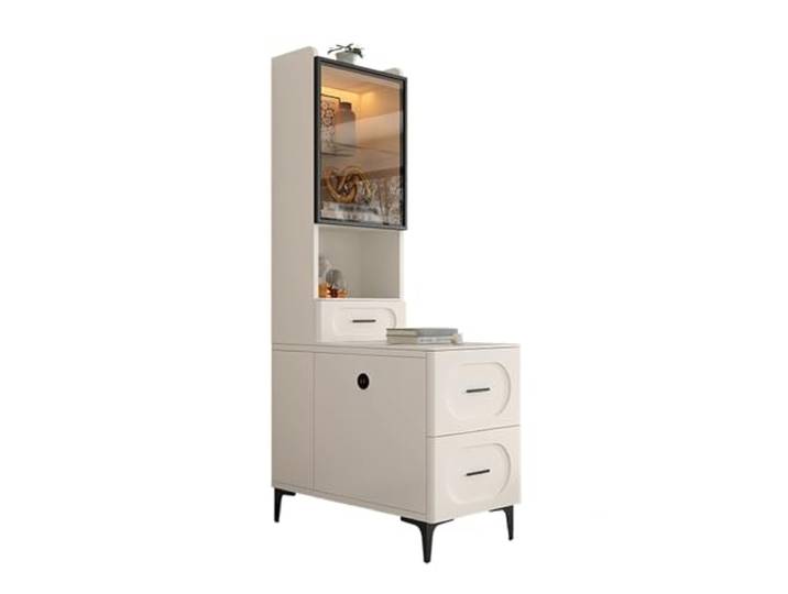 FZL02068LM Ecklager Wohnzimmer-Sofa-Sideboard-Seitenschrank Moderne Eckregale for kleine Beistelltische(Weiß,90x30x165cm)