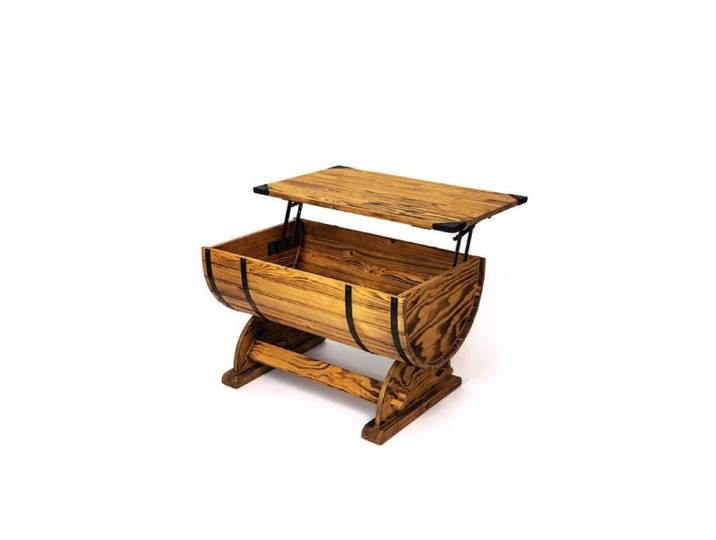 Table basse - CREATIVE COOPER - SKB_3D_OP - Plateau réglable - Bois massif huilé - 80 x 50 cm