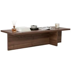 Dmora Marmorito - Couchtisch, 120x45x30h cm Nussbaum Braun, Rechteckige Form